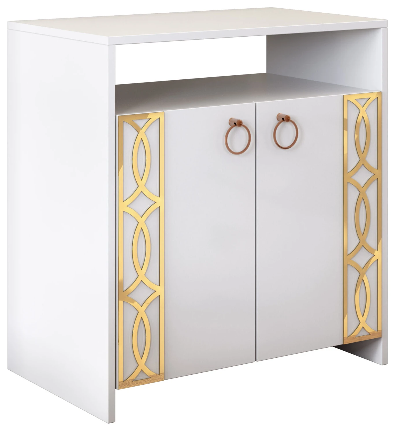 Comoda Diana, culoare alb / auriu, 69 x 71 x 40 cm