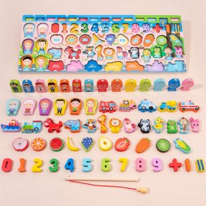Tabla educativa Montessori de sortare, asociere si pescuit magnetic