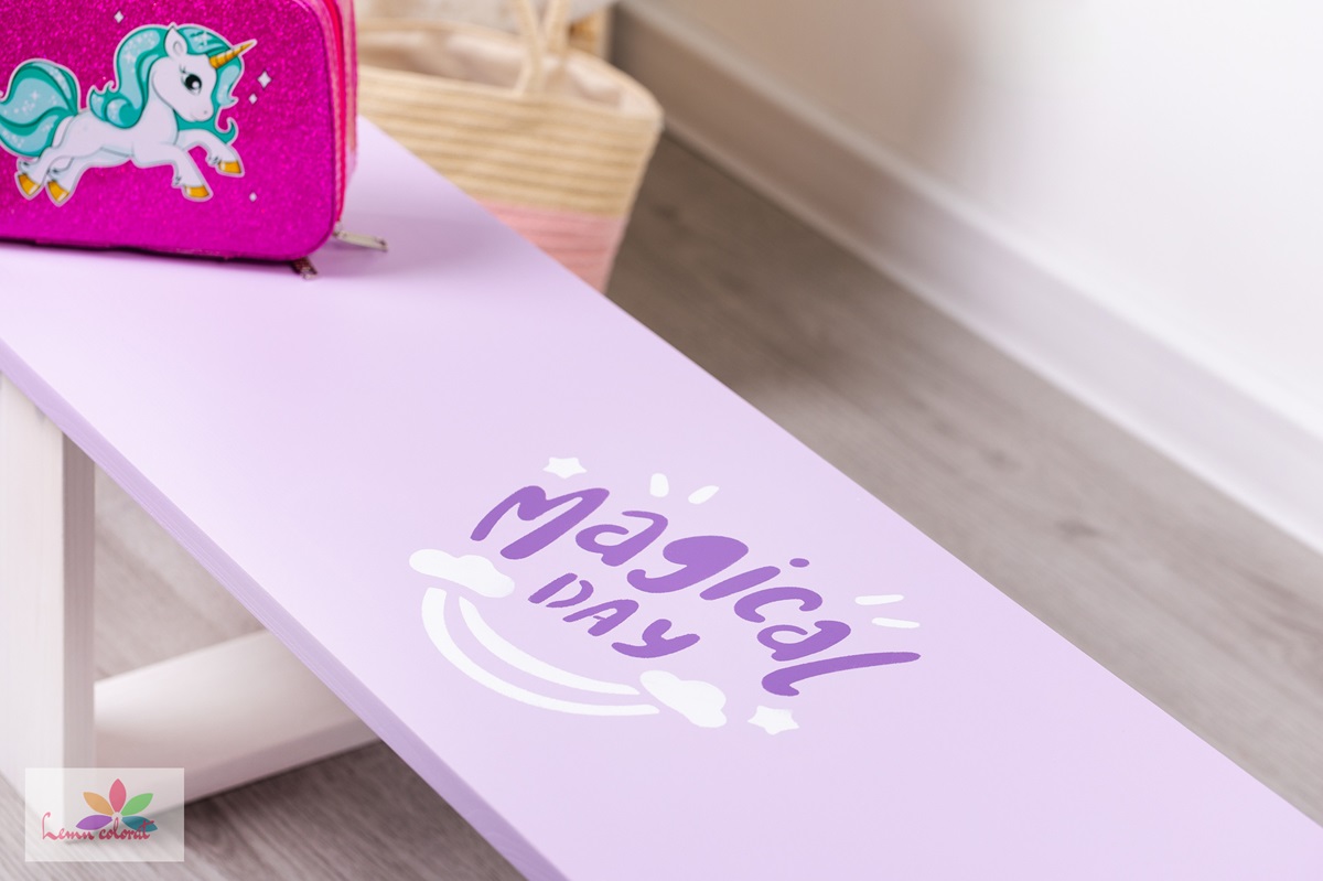 Bancuta pentru copii cu desen animat, lila - imagine 2