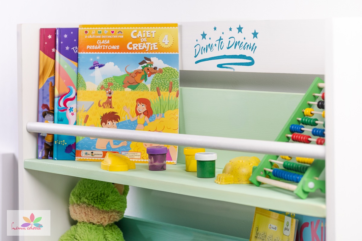Biblioteca pentru copii cu desen animat, verde - imagine 3