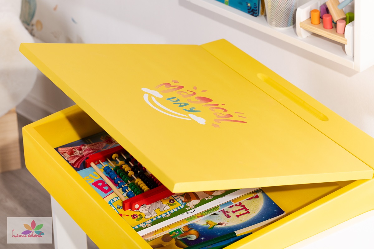 Set birou cu scaunel si desen animat, galben - imagine 2