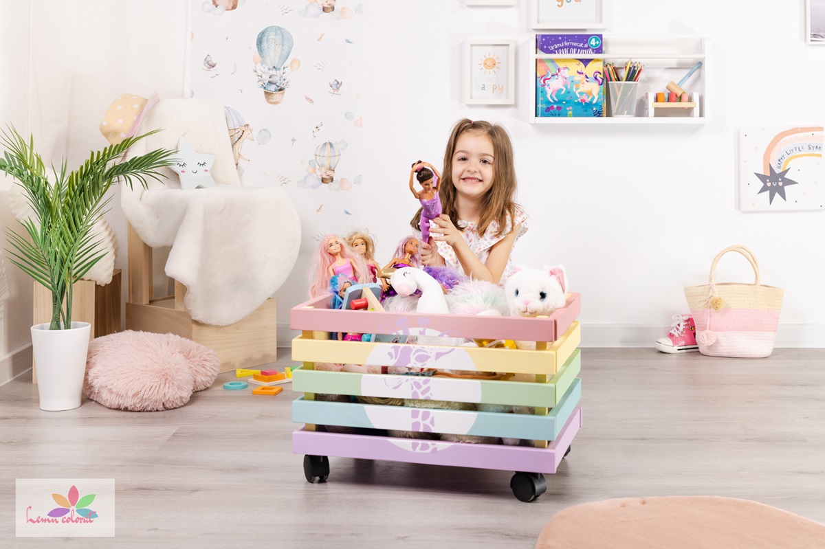 Ladita cu roti pentru jucarii, multicolor - imagine 2