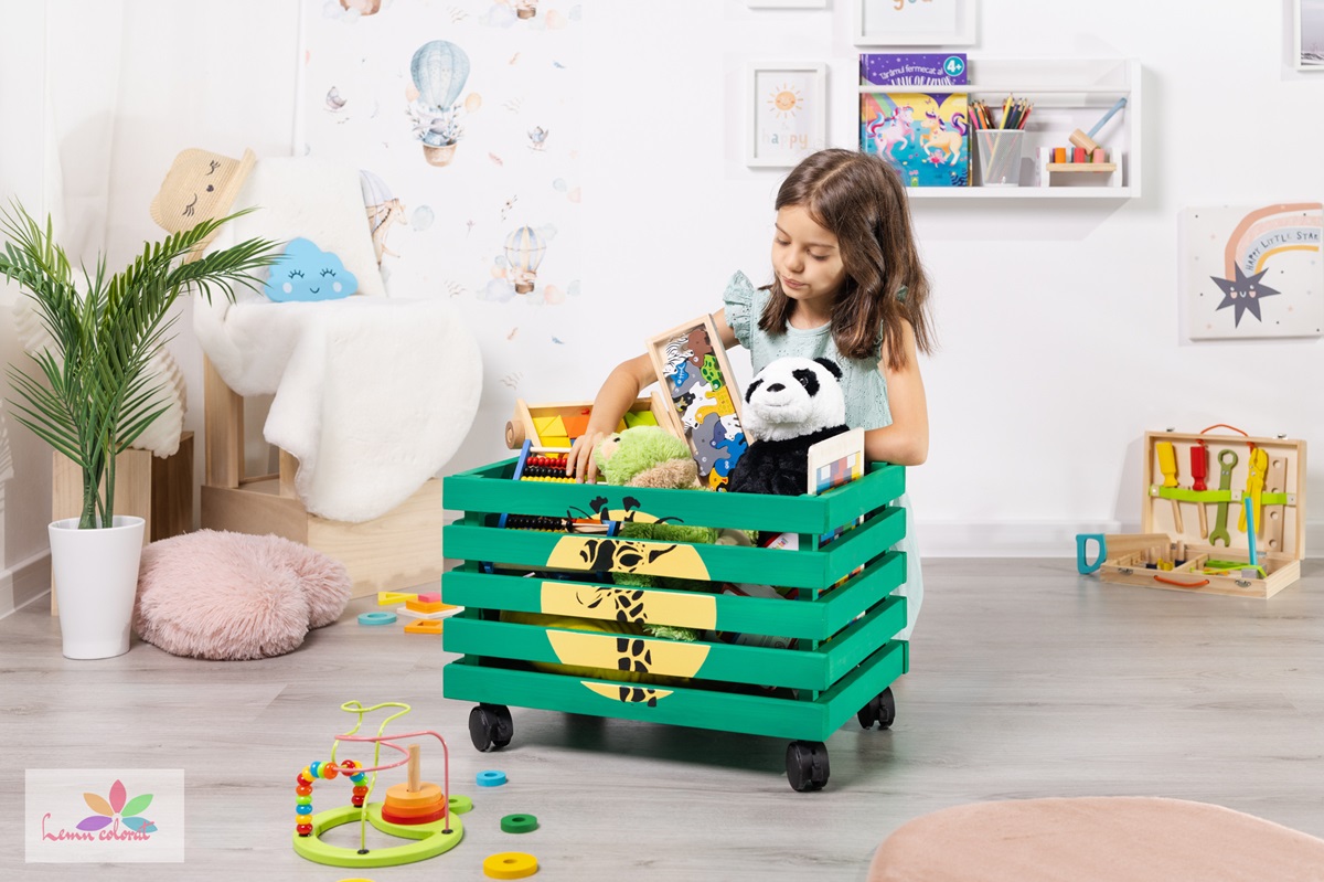 Ladita cu roti pentru jucarii, verde - imagine 2