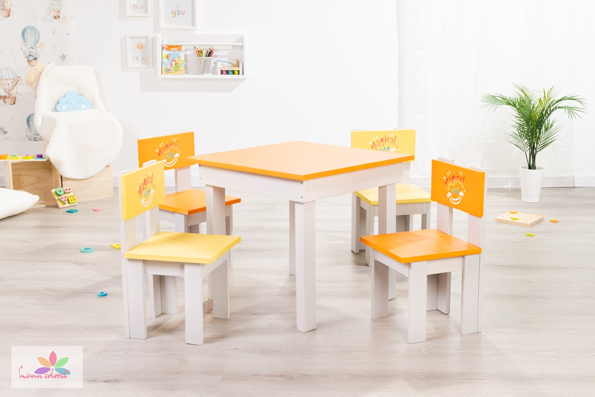Masuta de interior si exterior pentru copii, portocaliu - imagine 3