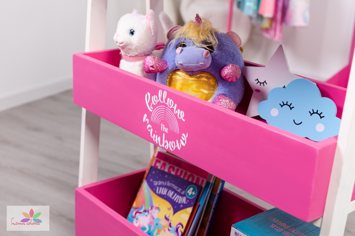 Organizator pentru jucarii si carti, roz fucsia - imagine 3