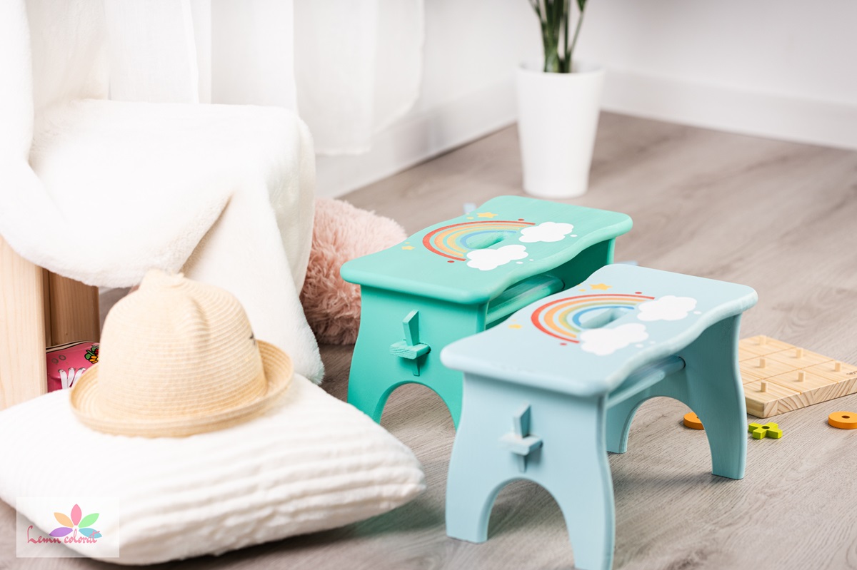 Scaunel taburet cu desen animat, verde - imagine 2