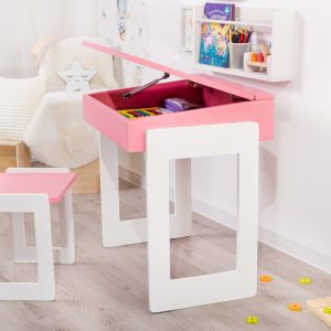 Set birou cu scaunel si desen animat, roz deschis