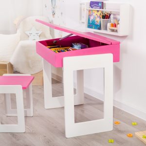 Set birou cu scaunel si desen animat, roz fucsia