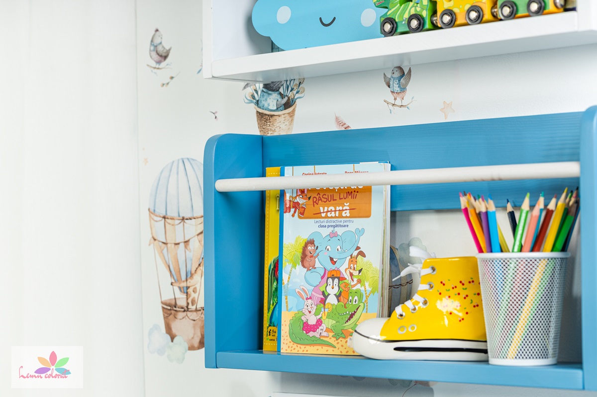 Set suport pentru carti si creioane, albastru - imagine 2