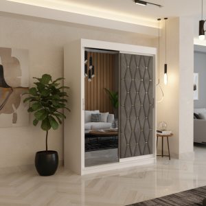 Dressing Verona150x200cm cu usa tapitata Gri +oglinda