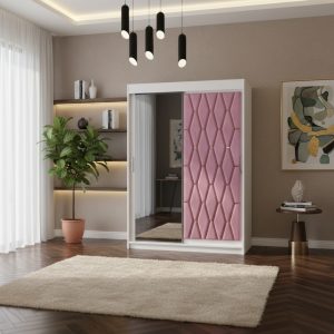 Dressing Verona150x200cm cu usa tapitata roz+oglinda