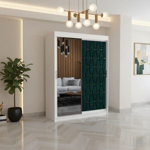 Dressing Verona150x200cm cu usa tapitata verde +oglinda