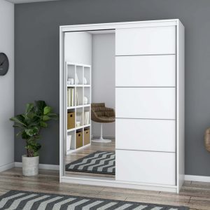 Dressing Vox cu oglinda si usi glisante alb