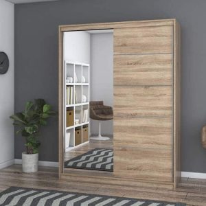 Dressing Vox cu oglinda si usi glisante sonoma stejar