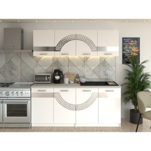 Bucatarie VERONA Alb cu accente argintii 180 cm