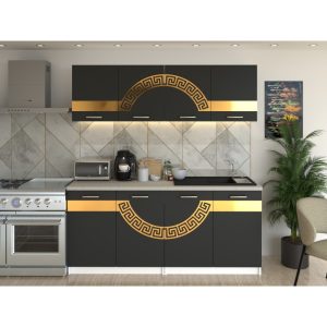 Bucatarie VERONA Gri antracit cu accente aurii 180 cm