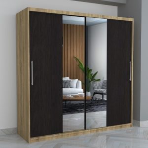 Dressing Elit Sonoma Stejar 200x200 cm cu usi Wenghe si oglinda